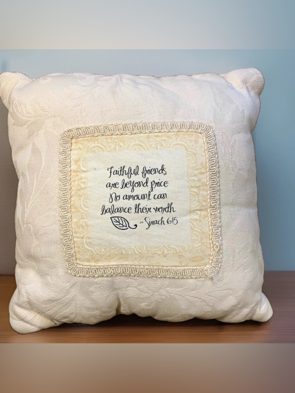 VTG Faithful Friends Bible Verse Scripture Decorative Throw Pillow Cottage-core
